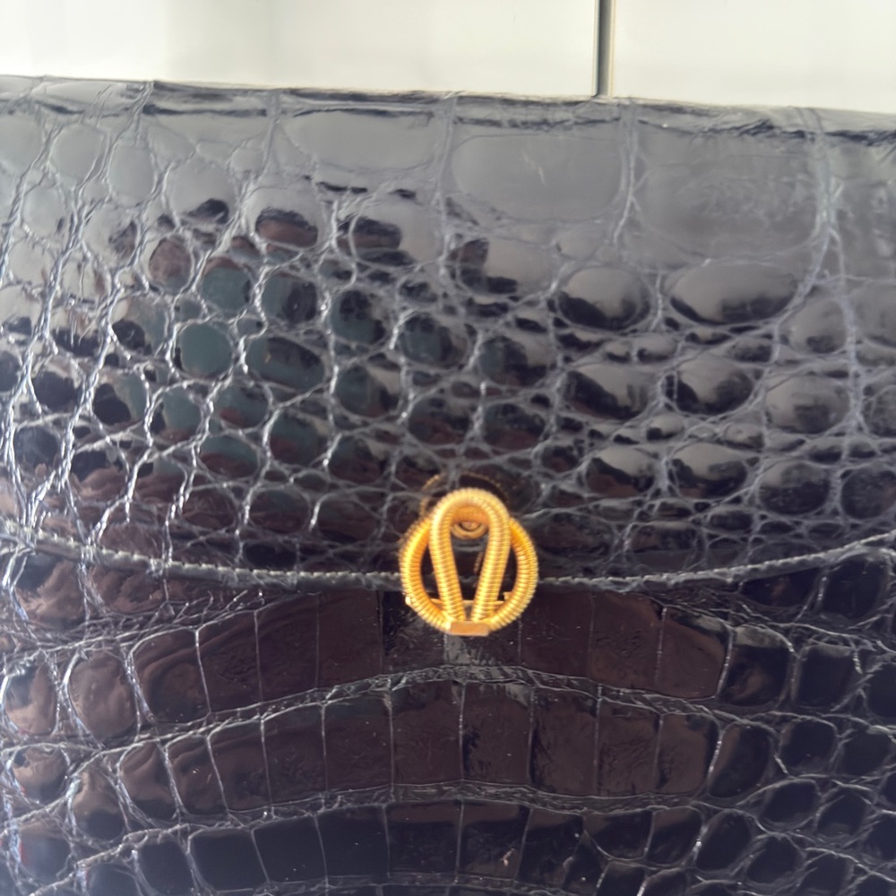 Vintage Bellastones Black Crocodile Pattern Handbag - Picture 2 of 4